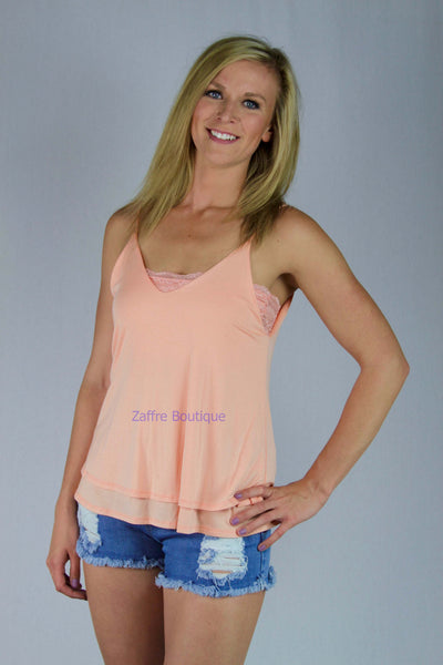 Double Layer Plunge Back Top