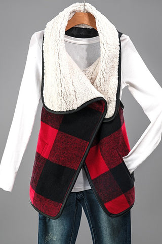 Plaid Flannel Fur Vest