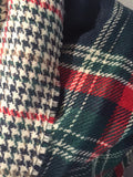 Navy Green Red and Ivory Plaid Oversized Blanket Scarf
