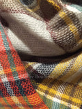 Gray Orange Yellow Brown and Green Plaid Oversized Blanket Scarf
