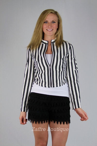 Striped Moto Jacket