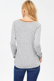 Suede Trim V-Neck Top