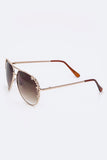 Metal Flower Accent Aviator Sunglasses