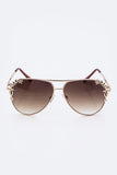 Metal Flower Accent Aviator Sunglasses