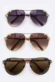 Metal Flower Accent Aviator Sunglasses