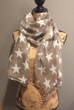 Tan with White Stars Patriotic Scarf