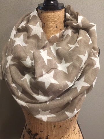 Tan with White Stars Patriotic Scarf