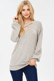 Long Sleeve Scoop Neck Criss Cross Top