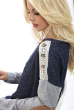 Terry Sleeve Lace Shoulder Top
