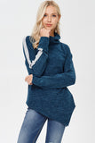 Cowl Neck Striped Sleeve Top