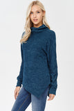 Cowl Neck Striped Sleeve Top