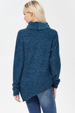 Cowl Neck Striped Sleeve Top