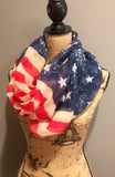 Vintage American Flag Patriotic Red White and Blue Stars and Stripes Scarf
