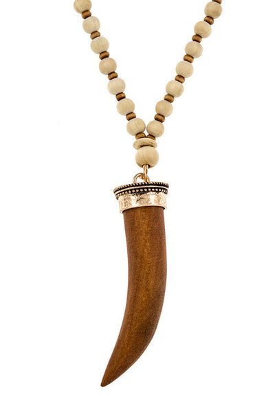 Wood Horn Bead Necklace