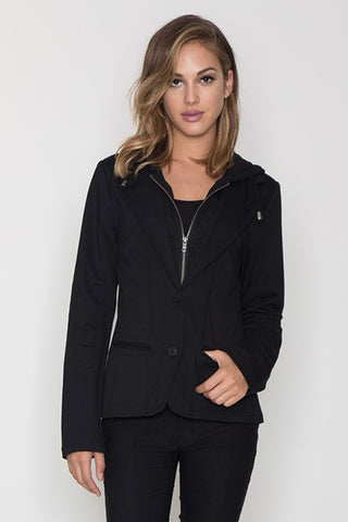 Mock Layered Blazer Hoodie Jacket