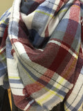Red Blue Yellow White Grey Blanket Scarf