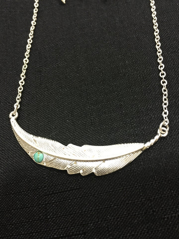 Silver Feather Necklace and Earring Set