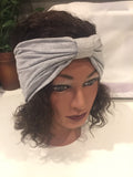 Light gray cotton elastic jersey sports wide women headband turban accessories headwear, cotton yoga headband, cute femme headband