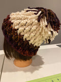 Chunky Brown and Cream Crochet hat with Pom Pom, Multi-color Hat, Neutral Pom Pom Hat, Harvest and Beige Hat, Chocolate and Cream Hat
