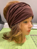 Chocolate Brown cotton elastic jersey sports wide women headband, Turban headband, yoga headband,  accessories, Brown headwear, Wide band