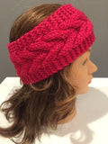 Red Cable Knit headband hair fashion accessory, trendy weave knitting