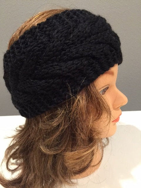 Black Cable Knit headband hair fashion accessory, trendy weave knitting