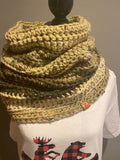 Chunky Crochet Infinity Cowl Scarf, Big Cowl, Beige, olive, Tan Flecked Chunky Scarf, Cowl Scarf, Winter Scarf, Infinity Scarf, Knit Scarf