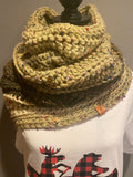 Chunky Crochet Infinity Cowl Scarf, Big Cowl, Beige, olive, Tan Flecked Chunky Scarf, Cowl Scarf, Winter Scarf, Infinity Scarf, Knit Scarf