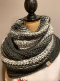 Black Gray and White Chunky Scarf, Cowl Scarf, Winter Scarf, Infinity Scarf, Knit Scarf