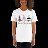 Pink and Leopard Christmas Tree Shirt, Christmas Shirt, Holiday Shirt, Christmas Graphic t-shirt, Cute Christmas Shirt, Unisex T-Shirt