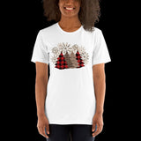 Plaid Christmas Trees Short-Sleeve Unisex T-Shirt, Buffalo Check Tree Shirt, Buffalo Plaid, Snowflake Shirt, Christmas Tree Shirt