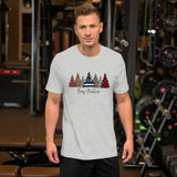 Merry Christmas Police Thin Blue Line Trees Short-Sleeve Unisex T-Shirt, Police Christmas Shirt, Merry Christmas Tshirt, Support Police Gift