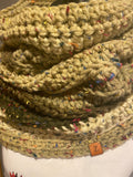 Chunky Crochet Infinity Cowl Scarf, Big Cowl, Beige, olive, Tan Flecked Chunky Scarf, Cowl Scarf, Winter Scarf, Infinity Scarf, Knit Scarf