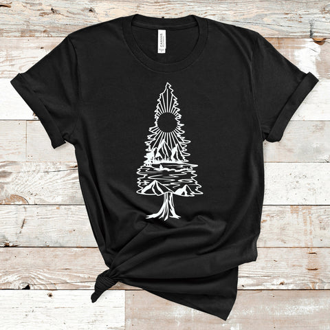 Pine Tree, Hiking Shirts, Outdoors Shirt, Outdoor Lover, Nature Lovers, Wilderness, Camping Shirts, Gift for Him, Gift for Her Pine Tree Tee