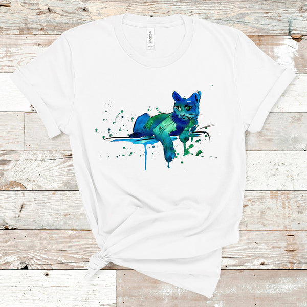 Watercolor Cat Shirt, Abstract Cat Shirt, Cat Lover Shirt, Painted Cat Tshirt, Cat Shirt Gift, Cat Lover Gift, Gift for Her, Unisex Cat Tee