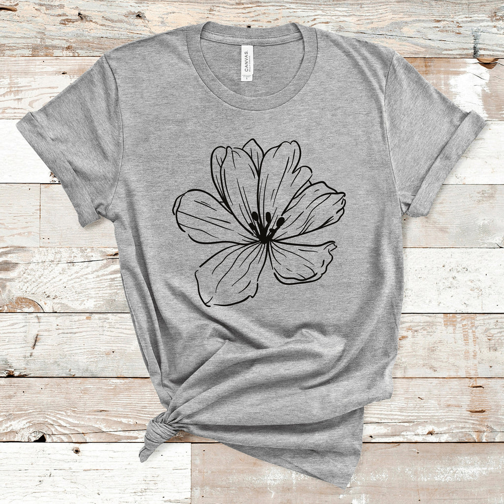 Minimalist Shirt Wildflower Shirt Line Drawing Shirt 