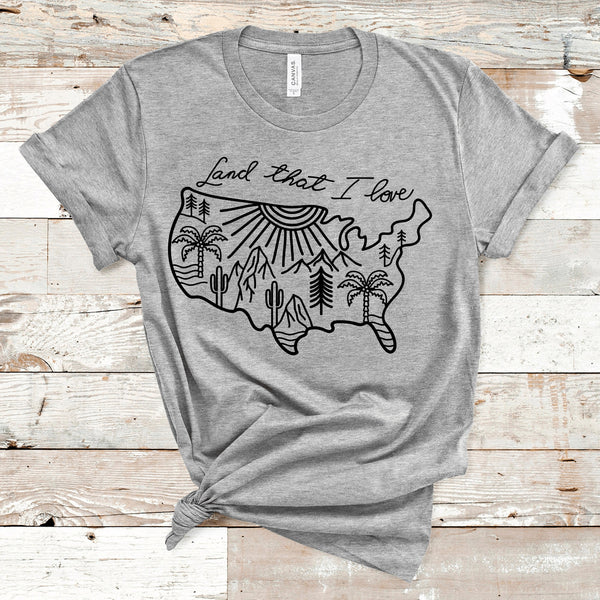 Land that I love, United States of America, cactus, mountains, 4th July, USA Shirt, Gift for Him, Gift for Her, Camping Lover, Nature Lover