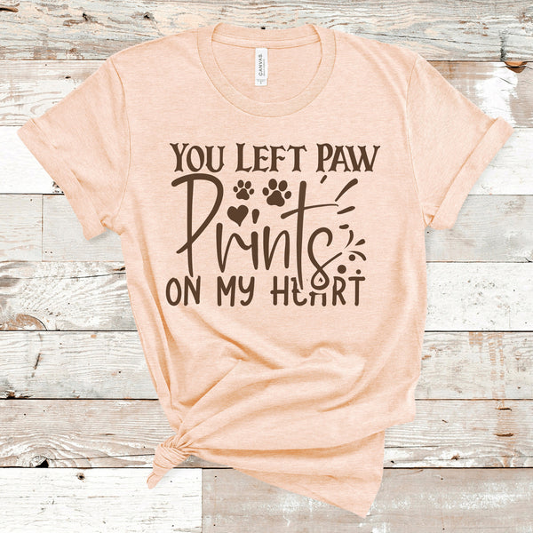 You Left Paw Prints On My Heart Shirt, Dog mom Shirt, Dog Lover Shirt, Dog Lover Gift, Funny Dog Shirt, Dog Mom Gift, Gift for Her, Dog Tee
