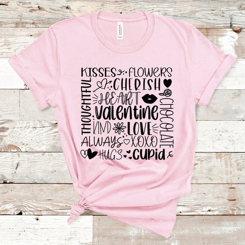 Womens Valentines Day Shirt, Cute Valentines Day Shirt, Heart Shirt, Kisses and flowers shirt, Valentines Tee, Love cupid shirt, cherub tee