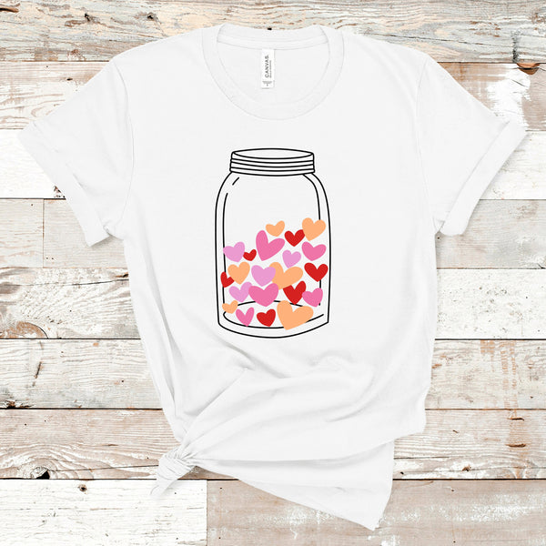 Mason Jar Hearts Shirt, Cherry Hearts Shirt, Heart Shirt,  Valentine's Day Shirt, Cute Valentine's shirts, XOXO Shirt, Gift for Her