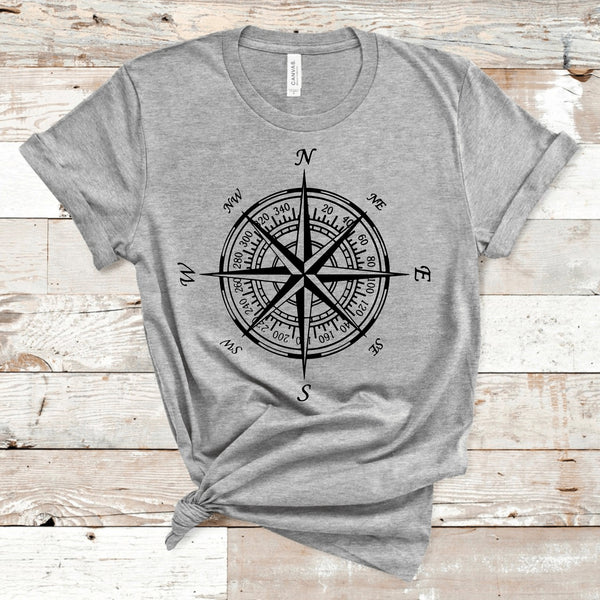 Compass Shirt, Wanderlust T-Shirt, Travel Shirt, Adventure Tee, Vacation, Camping Shirt, Road Trip Clothes, Gift for traveler, Backpacker