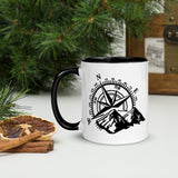 Compass Mug, Compass Mountains Mug,  Camping mug, Travel Mug, Wanderlust mug. Fishing mug, compass mug gift, Gift for Him, Gift for Guys