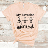 My Favorite Workout Shirt, Funny Wine Shirt, Wine Lover Gift, Corkscrew T-shirt, Funny Wine Tee, Wine Workout Tshirt, Funny Corkscrew Shirt