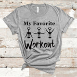 My Favorite Workout Shirt, Funny Wine Shirt, Wine Lover Gift, Corkscrew T-shirt, Funny Wine Tee, Wine Workout Tshirt, Funny Corkscrew Shirt