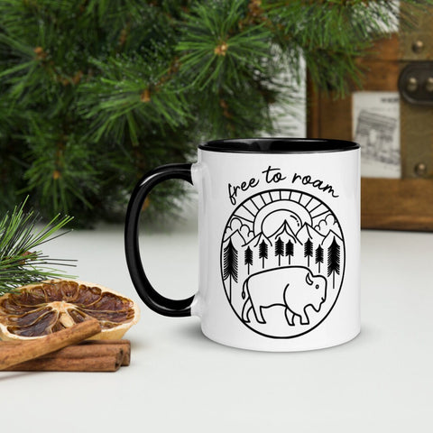 Free to Roam Mug, Buffalo Mug, Wilderness Mug, Buffalo Coffee Mug, Camping Mug, Hiking Mug, Wild and Free Mug, Outdoors Mug