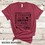 Womens Valentines Day Shirt, Cute Valentines Day Shirt, Heart Shirt, Kisses and flowers shirt, Valentines Tee, Love cupid shirt, cherub tee