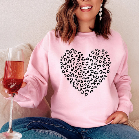 Leopard Heart Sweatshirt, Valentines Day Sweatshirt, Valentines Day Sweater, Heart Sweatshirt, Cute Valentine Sweatshirt, Love Sweater