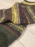 Gray, purple and yellow accents in these cute Wool Nordic Fashion Knitted Leg Warmers with Pattern, dance, yoga, fashion