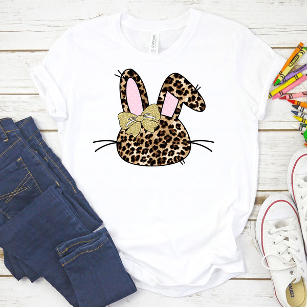 Leopard Bunny Shirt, Easter Bunny, Leopard Rabbit, Girls Bunny Shirt, Cute Rabbit Shirt, Easter Top, Spring Top, Cheetah Bunny, Gift for Her