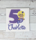 Mermaid Birthday Shirt, Girls Birthday Shirt, Mermaid Scale, Mermaid Age Name Shirt, Girls Birthday Shirt, Embroidery Shirt, Gift for Girl